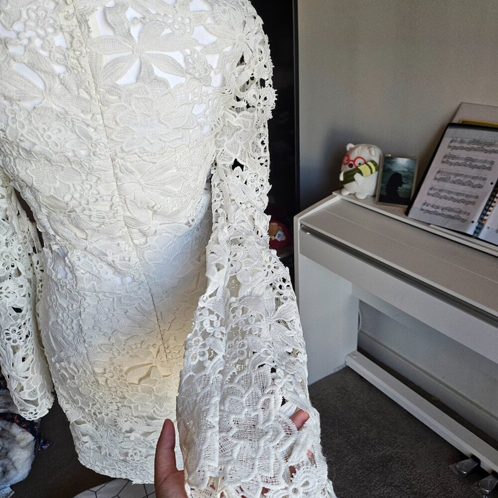 Endless White Rose Illusion Lace Sheath Dress - Picture 5 of 6